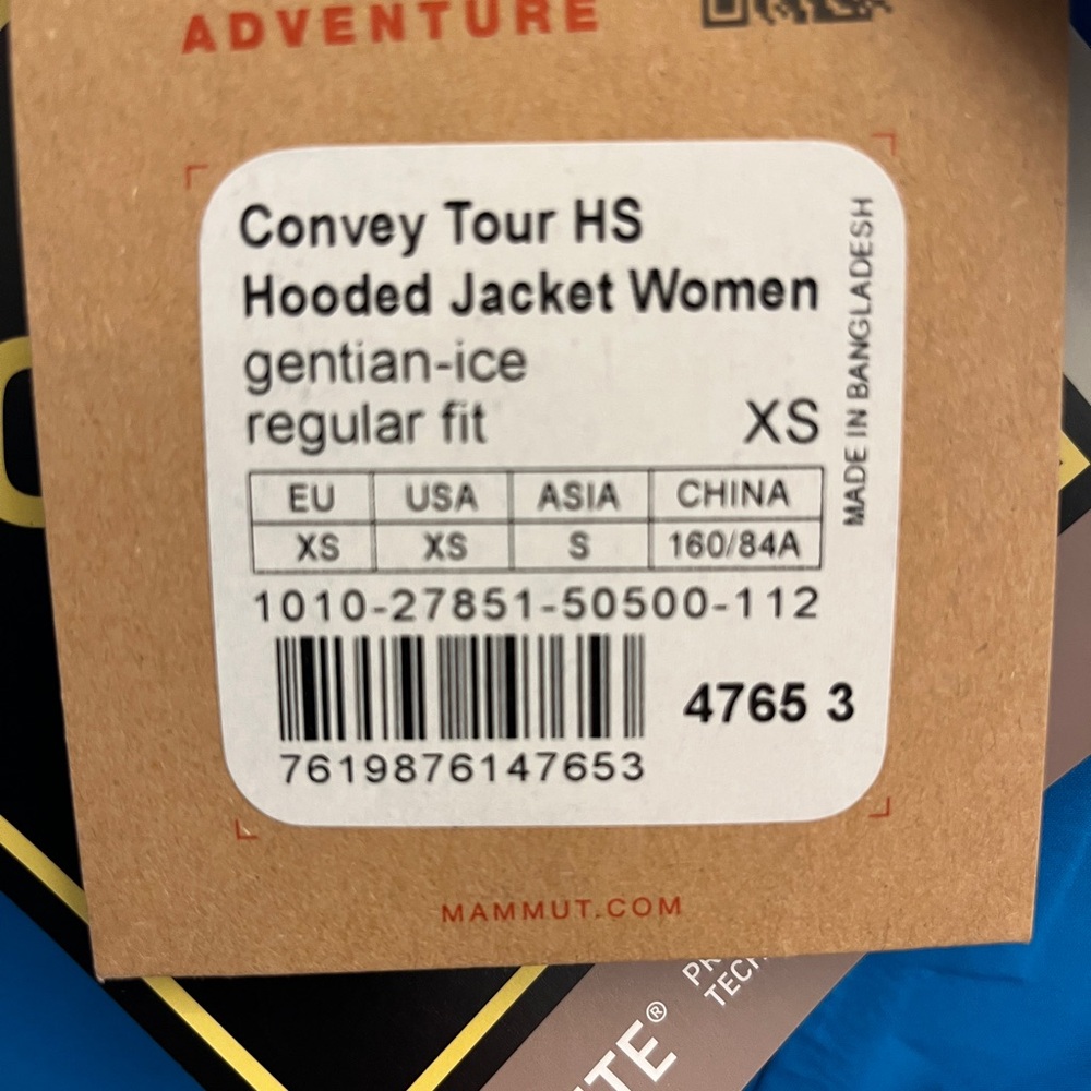 W’s Mammut Convey Tour HS Hooded Jacket, size XS, gentian ice color. - Picture 4 of 6